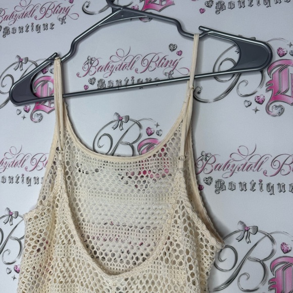 Wild fable dress crochet knit coverup beach swimming beige cream white boho - Picture 3 of 6